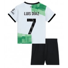 Liverpool Luis Diaz #7 Bortedraktsett Barn 2023-24 Kortermet (+ korte bukser)